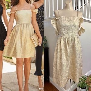 Lilly Pulitzer Womens Soft Metallic Leaf Jacquard Kariana Silk Mini Dress Size 6